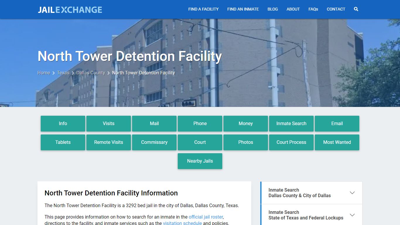 North Tower Detention Facility, TX Inmate Search, Information